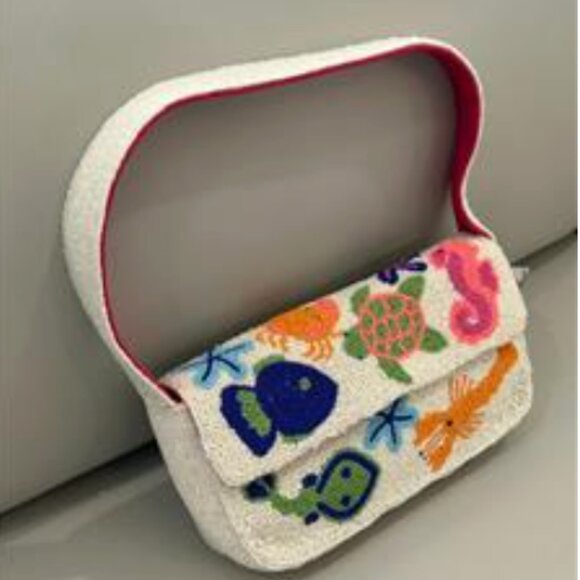 America & Beyond | Bags | Viral America Beyond Beaded  America and Beyond Beaded Shoulder Bag  Sea Animals Turtle Lobster Starfish NWT
